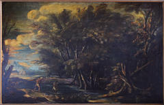 Landscape with Mercury and the Dishonest Woodman by Salvator Rosa