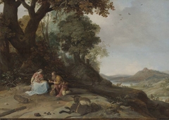 Landschaft mit Ruhe auf der Flucht by Bartholomeus Breenbergh