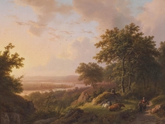 Landschap bij avond by Barend Cornelis Koekkoek