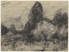 Landschap met naakt aan het water by Egbert Rubertus Derk Schaap