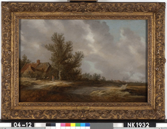 Landweg met boerderij by Jan van Goyen