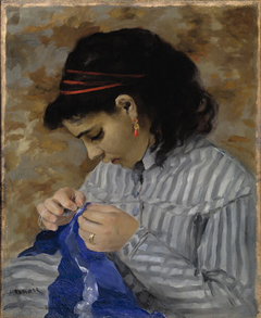 Lise Sewing by Auguste Renoir