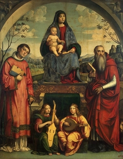 Madonna and Child with St Lawrence and St Jerome and Two Angels Making Music by Francesco Francia