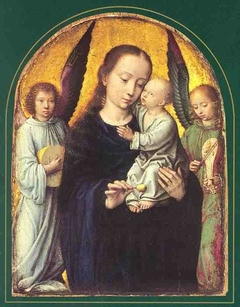 Mary and Child with two Angels Making Music by Gerard David