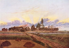 Neubrandenburg in Flames by Caspar David Friedrich