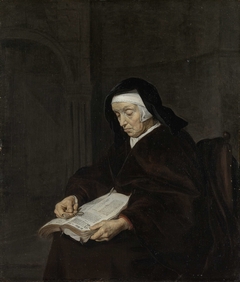 Old Woman Meditating by Gabriël Metsu