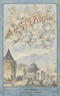 Ontwerp voor de omslag van het boek Amsterdam. Oorsprong en afleiding van de namen der grachten..., van Johannes ter Gouw, 1858 by Johan Coenraad Leich