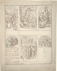 Ontwerp voor een kamerbeschildering met scènes uit het leven van Aeneas by Elias van Nijmegen