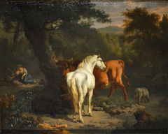 Paysage au cheval blanc by Dirck van der Bergen