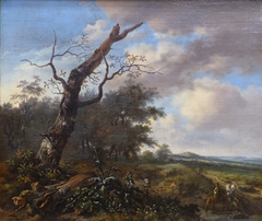 Paysage avec des chasseurs by Jan Wijnants