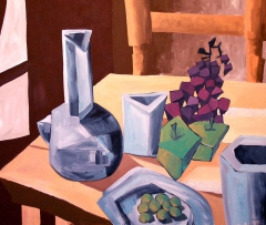 Pitcher, Glass, Olives and Fruit by Milan Rubio