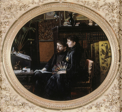 Portrait d'Alphonse Daudet (1840-1897) et son épouse (née Julie Allard, 1844-1940), dans leur cabinet de travail by Louis Montégut