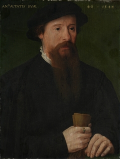 Portrait of a man holding his gloves by Pieter Pourbus