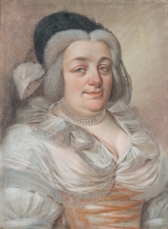 Portrait of a Zemianka in a White Silk and a Knitted hat with a Ribbon by Slovenský maliar zo začiatku 19 storočia