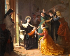 Primer milagro de Santa Teresa de Jesús. Resurrección de su sobrino don Gonzalo Ovalle hijo de su hermana doña Juana de Ahumada by Luis de Madrazo