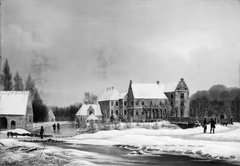 Prospekt af hovedgården Lykkesholm på Fyn. Vinter by FME Fabritius de Tengnagel