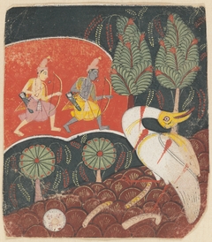 Rama and Lakshmana Discover the Dying Jatayu; from a Ramayana series by anonymous painter