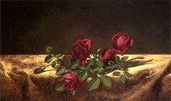 Roses Lying on Gold Velvet by Martin Johnson Heade