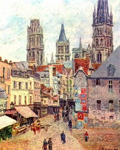 Rue de l'Épicerie in Rouen, Morning, Rainy Weather by Camille Pissarro