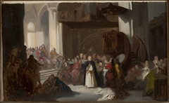 Scene in a church, sketch for a historical scene by Stanisław Chlebowski