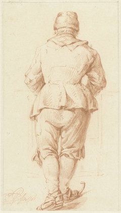 Schaatsende jongen op de rug gezien by François Joseph Pfeiffer II