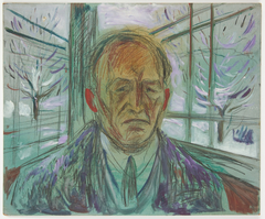 Self-Portrait on the Glass Veranda by Edvard Munch