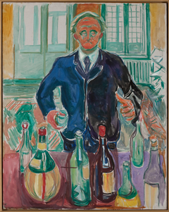 Self-Portrait with Bottles by Edvard Munch