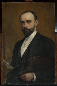 Self-portrait with palette by Feliks Cichocki