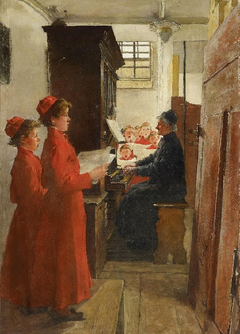 Singing lesson by Gotthardt Kuehl