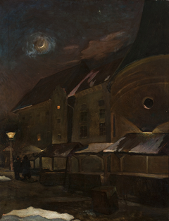 Small Market Square in Krakow at Night by Henryk Szczyglinski