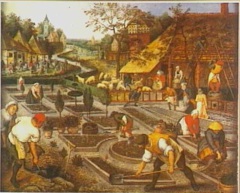 Spring: planting flower beds by Pieter Brueghel the Younger