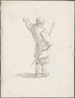 Staande man met een stok onder de arm by Herman Saftleven