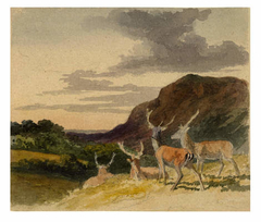 Stags in a Landscape by Robert Hills