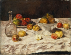 Still Life with Apples, Pears and a Carafe by Carl Schuch