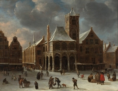 The old city hall of Amsterdam during winter by Abraham Beerstraaten