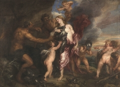 Thetis receives the new armour for Achilles in Vulcan's forge by Anthony van Dyck