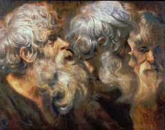 Three studies of the head of an old man by Jacob Jordaens