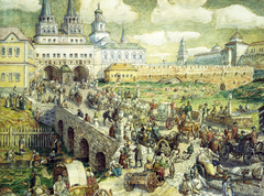 Traffic on the Resurrection bridge in the 17th century by Apollinary Vasnetsov