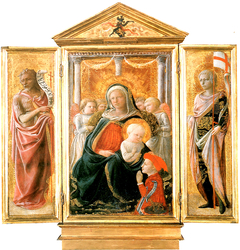 Triptych of the Madonna of Humility with Angels and Donor by Filippo Lippi