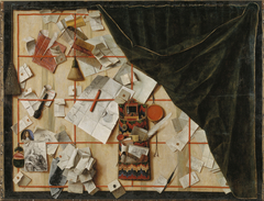 Trompe l'oeil of a Letter Rack with Christian V's Proclamation by Cornelis Norbertus Gysbrechts