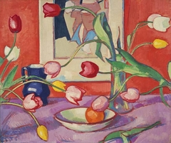 Tulips - The Blue Jug by Samuel Peploe