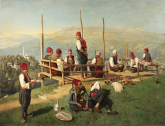 Türkisches Kaffeehaus in Sarajevo by Franz Leo Ruben