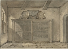 Twee koperen bekkens in de kerk te Loosduinen by Gerrit Lamberts