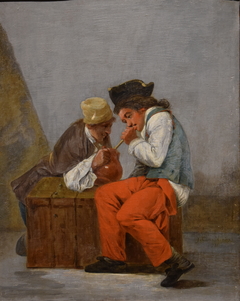 Two young soldiers drinking from a jug by Jacques Gamelin