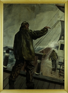 Untitled [sailor on a ship deck in a storm) by Christian Krohg