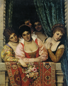 Venetian ladies on a Balcony by Eugene de Blaas