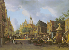 View of the Groenmarkt looking towards Westeinde in The Hague by Paulus Constantijn la Fargue