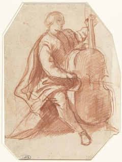 Viola da gambaspeler, driekwart van opzij by Pier Francesco Mola