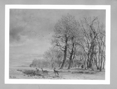 Winterlandschaft mit Rehen by Rudolf von Alt