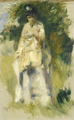 Woman Standing by a Tree by Auguste Renoir